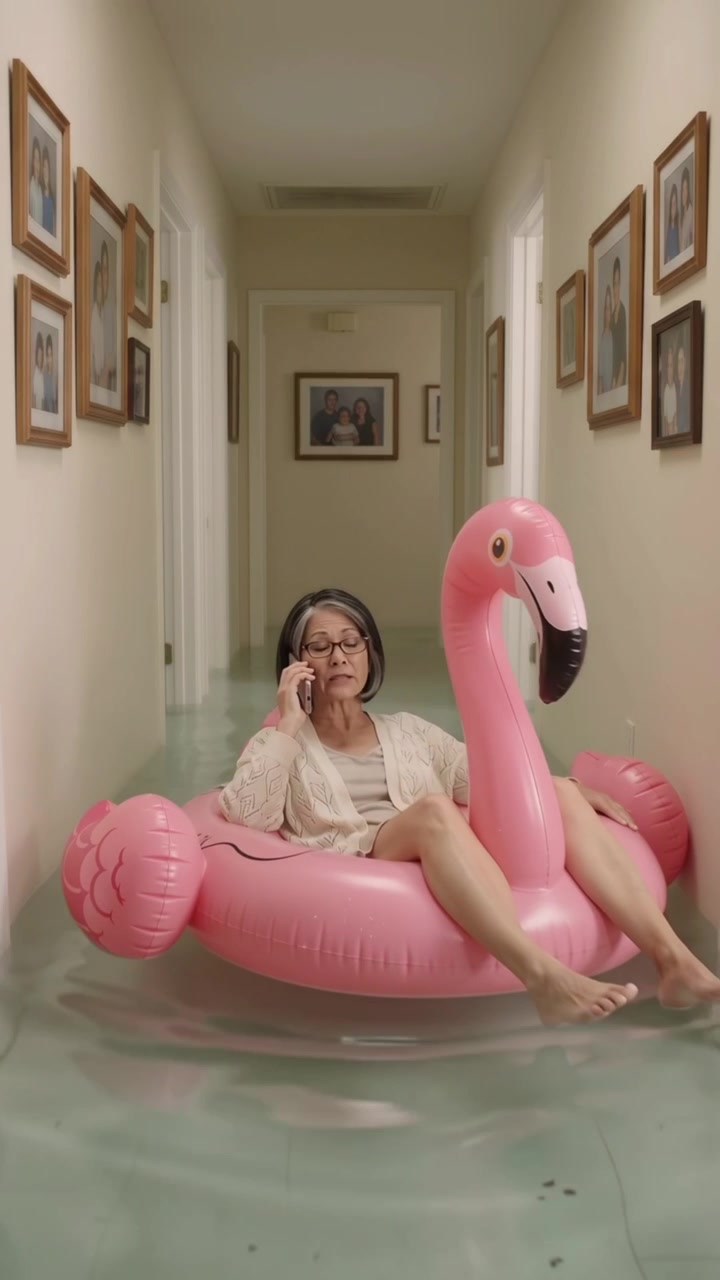 The woman and pink flamingo from the Sell SoCal Fast ad